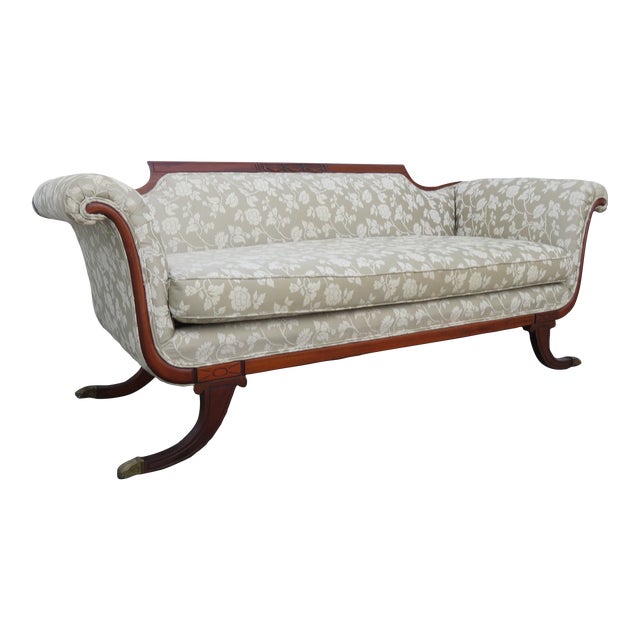 Duncan Phyfe 1940s Mahogany Hand Carved Tapestry Sofa Couch Chairish