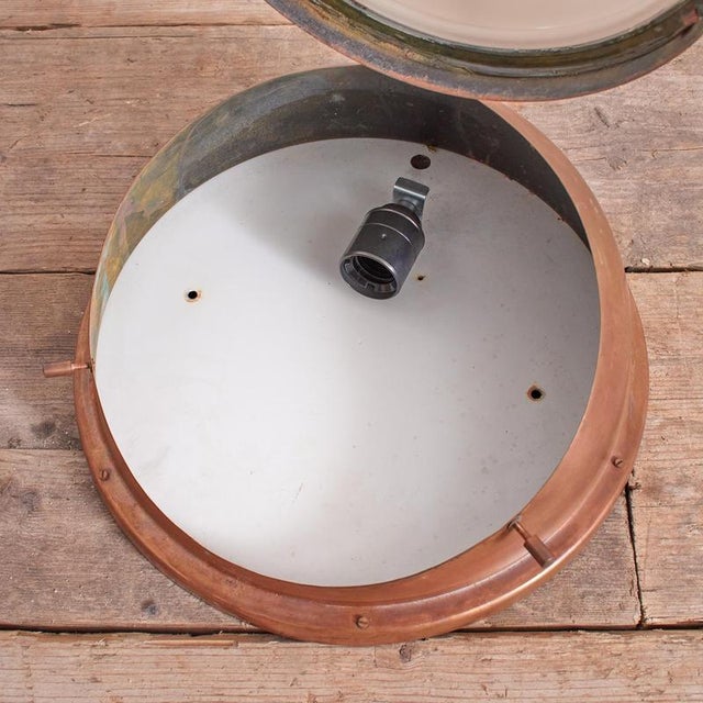 Antique French Copper Holophane Wall Lamp For Sale - Image 6 of 10