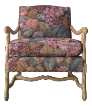 1980s Large Scale Rustic Mediterranean Style Tapestry Lounge Chair