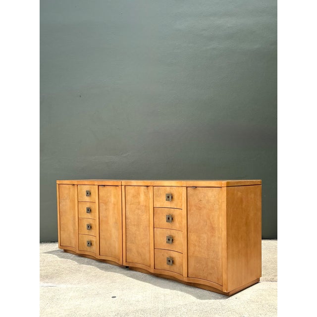 Vintage Deco Burl Wood and Metal Chest of Drawers - A Pair For Sale In West Palm - Image 6 of 12
