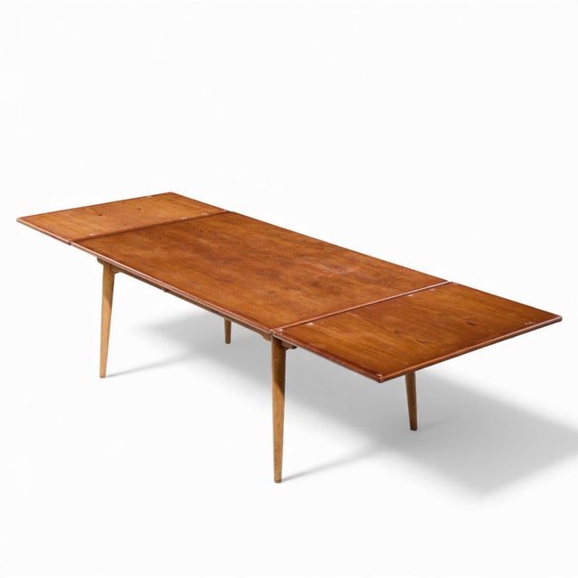 Hans J. Wegner for Andreas Tuck at-312 Mid Century Danish Teak Hidden Leaf Dining Table For Sale - Image 10 of 11