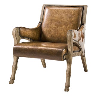 Rustic Western Leather & Hide Accent Chair For Sale
