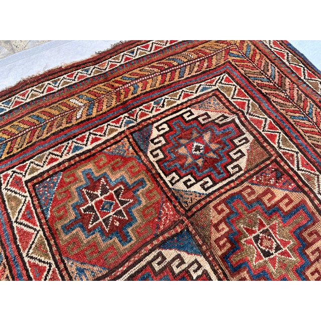 Antique Khamseh Qashqai Hand-Knotted Wool Rug - 10'9" X 5'4" For Sale - Image 12 of 12