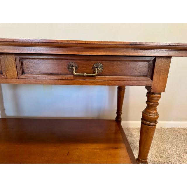 Victorian 19th-Century English Howard & Sons Mahogany Library Writing Table Desk For Sale - Image 3 of 14
