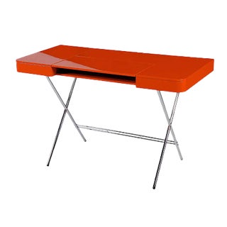 Cosimo Desk with Orange Glossy Lacquered Top by Marco Zanuso Jr. for Adentro, 2017 For Sale