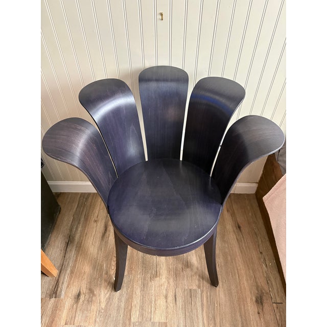 1980s Vintage King Harold Bentwood Flower Chair Miro Harold Ebonized Ink Black 80s VTG For Sale - Image 5 of 12