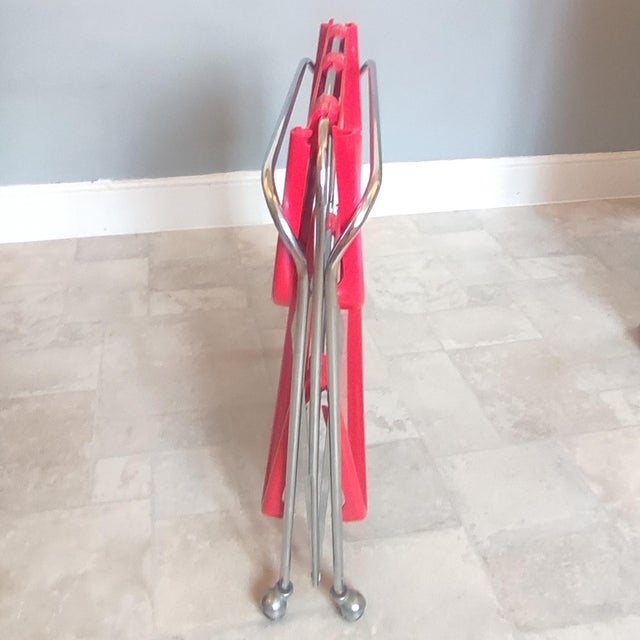 Vintage Italian Ellisse Red Two-Tier Folding Trolley, 1970s For Sale - Image 12 of 15