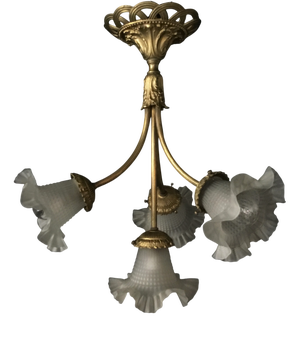 French Art Nouveau Chandelier in Bronze, France, 1905