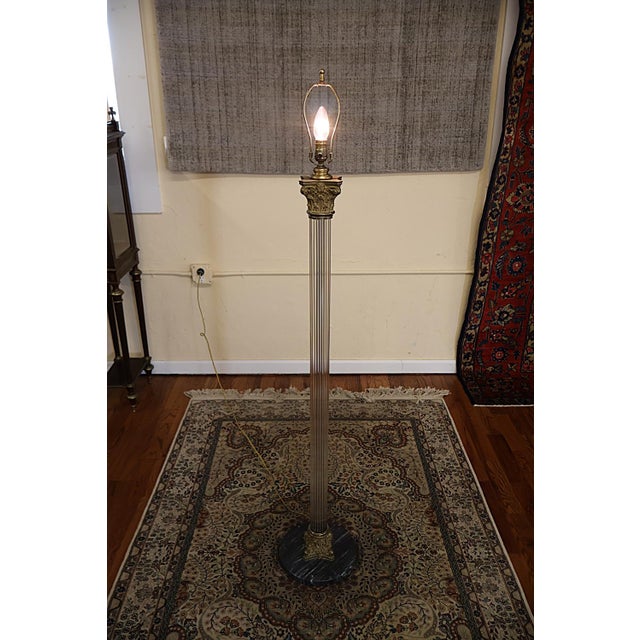 Metal Vintage Hollywood Regency Neoclassical Corinthian Column Floor Lamp For Sale - Image 7 of 8