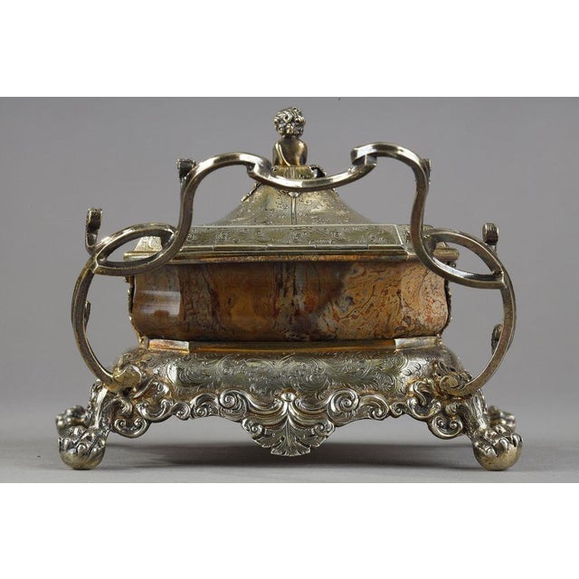 English Silver-Gilt and Agate Inkstand, 1830 For Sale - Image 12 of 18