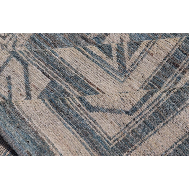 Modern Khotan Rug With Circular Medallions in Shades of Steel Blue & Off White 10'6 X 16'3 For Sale - Image 10 of 11