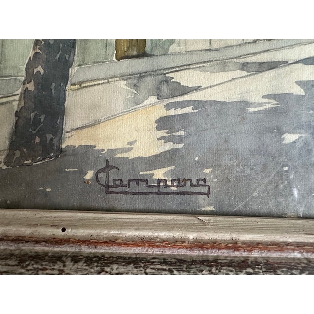 Campana, a Street in Nice, 1920s, Watercolor & Glass & Wood & Paper, Framed For Sale - Image 6 of 15