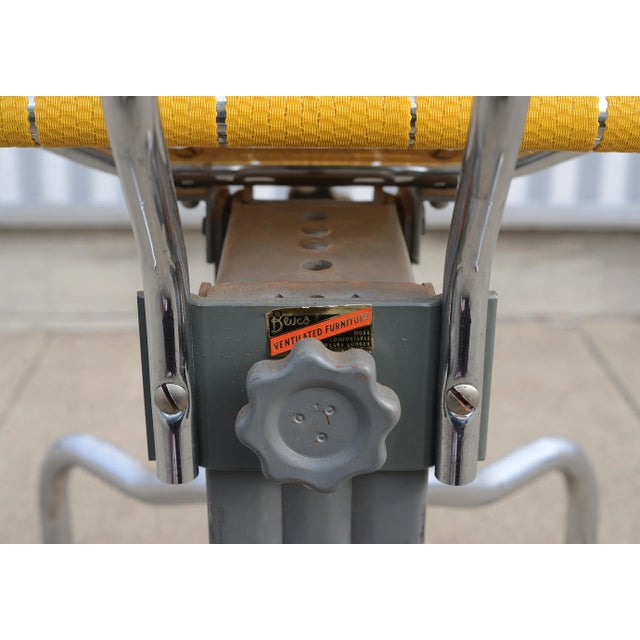 1950s Mid Century Industrial Bevco Chrome Office Desk Chair With Yellow Upholstery For Sale - Image 10 of 12