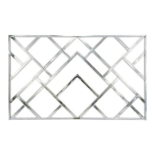 Regency Chrome Dia Fretwork King Headboard Mid Century Modern Glam Mod 1970s For Sale
