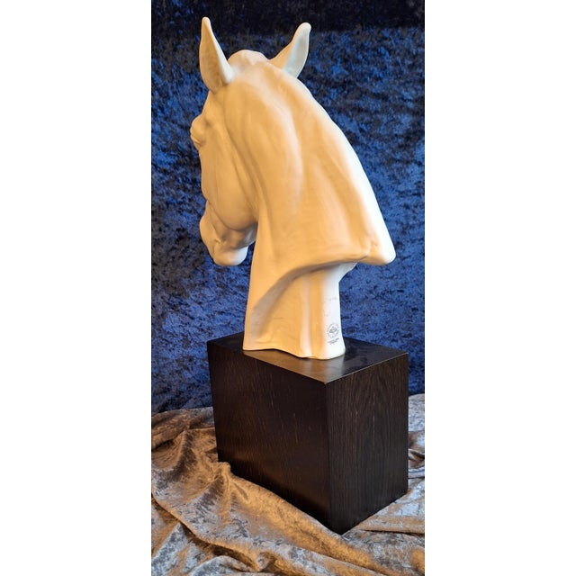 1970s Horse Head Sculpture in White Bisque Porcelain on Black Base by Albert Hinrich Hussmann for Rosenthal, 1970s For Sale - Image 5 of 7