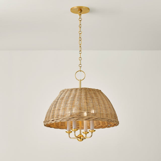 Arwen offers a playful twist on a classic half-dome chandelier. The candle array is shaded in natural rattan wicker,...