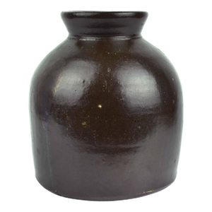 19th Century American Stoneware Dark Albany Slip Glaze Preserve Jar