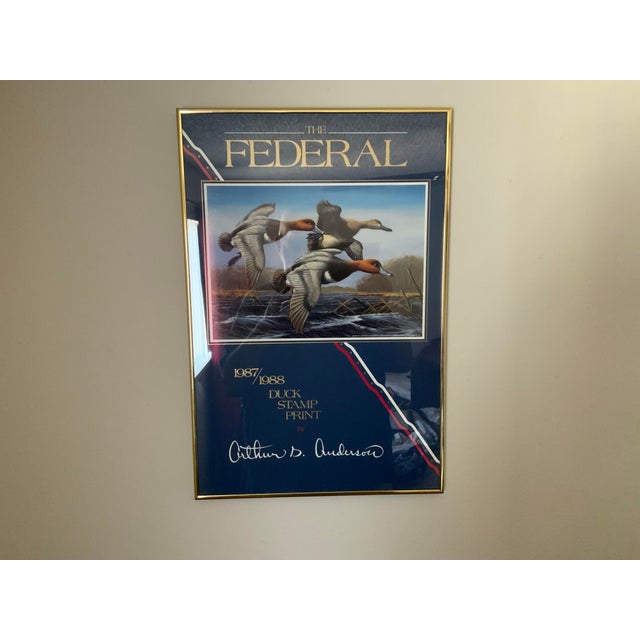 Vintage 1987/1988 Federal Duck Stamp Promotional Poster by Arthur G. Anderson - Framed For Sale - Image 4 of 5