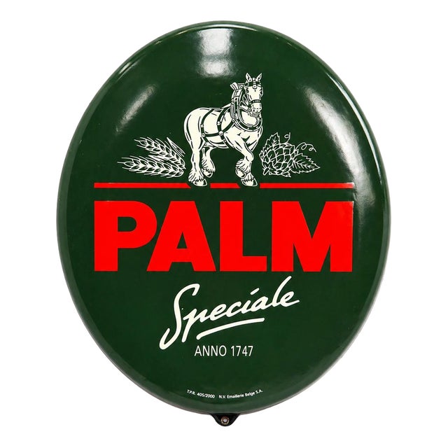 Palm Speciale Enameled Beer Advertising Sign For Sale
