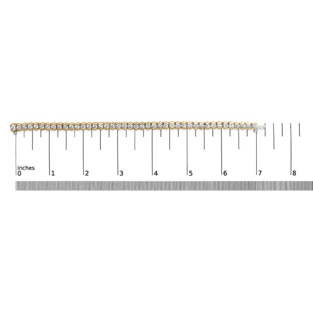 Early 21st Century 14K Yellow Gold 8.00 Cttw Half Bezel Set Diamond Tennis Bracelet (H-I Color, SI2-I1 Clarity) - 7" Inches For Sale - Image 5 of 5