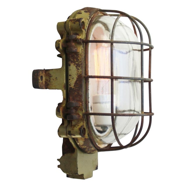 French Industrial Cast Iron and Clear Glass Wall Lamp from Mapelec Amiens For Sale - Image 4 of 5