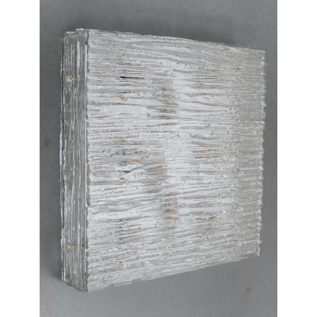 1960s Large Square Iced Textured Glass Flush Mount from Kalmar, 1960s For Sale - Image 5 of 15
