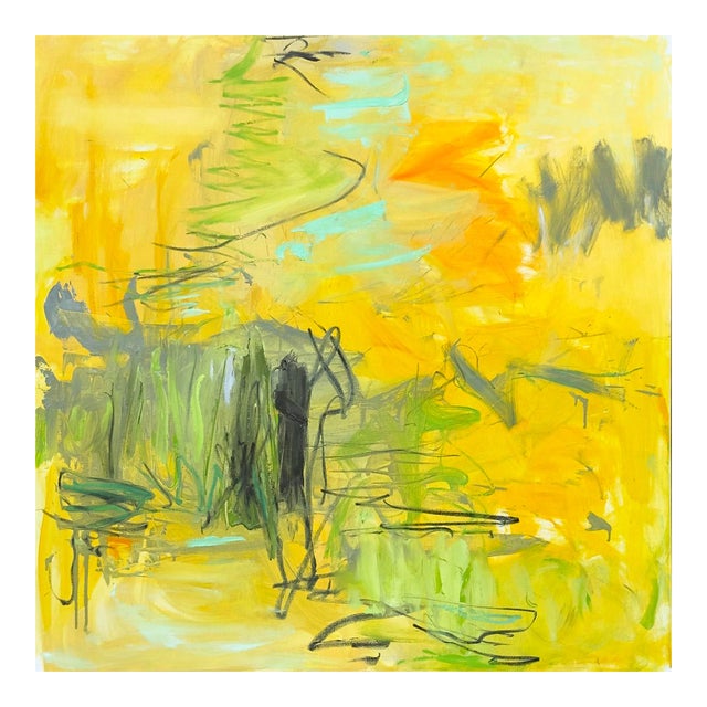 "Golden Grass" Bt Trixie Pitts Large Abstract Expressionist Oil Painting For Sale