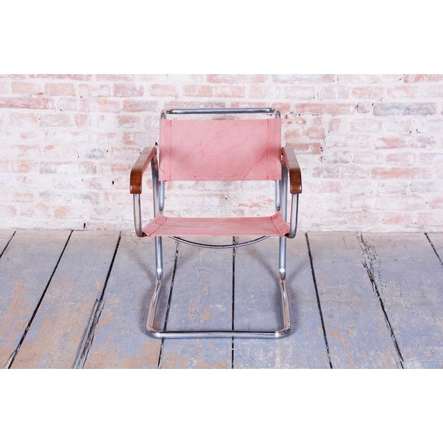 Original Bauhaus Chair in Beech & Chrome attributed to J. Halabala for Up Zavody, Czech, 1930s For Sale - Image 4 of 13