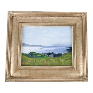 Julia Burr Painting Nautical Coastal Mountain Landscape Painting Framed Signed For Sale