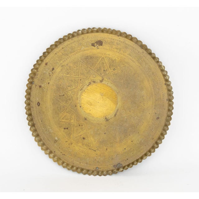 Persian Brass Tray Top Folding Wood Table For Sale - Image 10 of 11