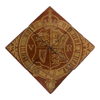 Rare Antique Victorian Maw & Co. Queen Victoria Royal Arms Encaustic Tiles—Set of Four For Sale