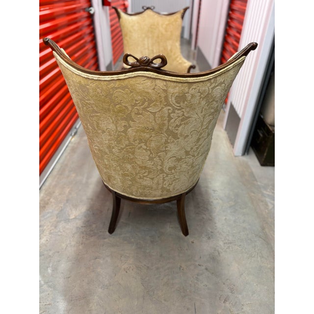 1930s Pair of Beautifully Carved Mahogany Vintage Arm Chairs For Sale - Image 12 of 12