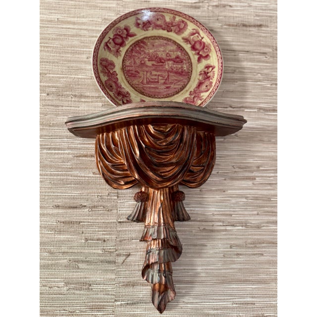Large Vintage Decorative Wall Shelf With Carving of Drapes and Tassels For Sale - Image 11 of 11