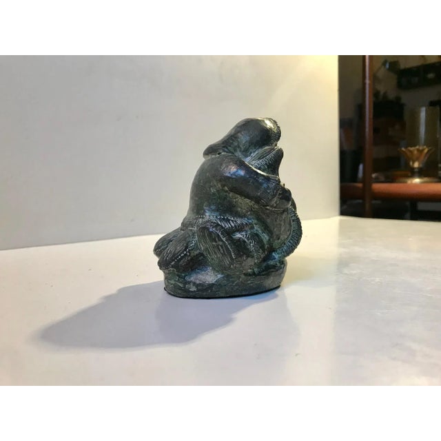 1970s Carved Stone Wrestling Eskimos by A Wolf for The Wolf Sculptures, 1970s For Sale - Image 5 of 11