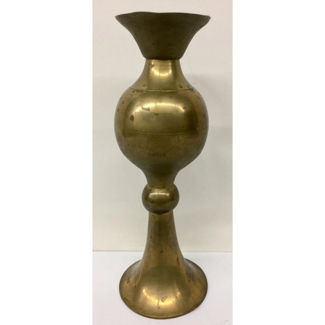 Metal Antique Brass Dual Use Candleholder For Sale - Image 7 of 11
