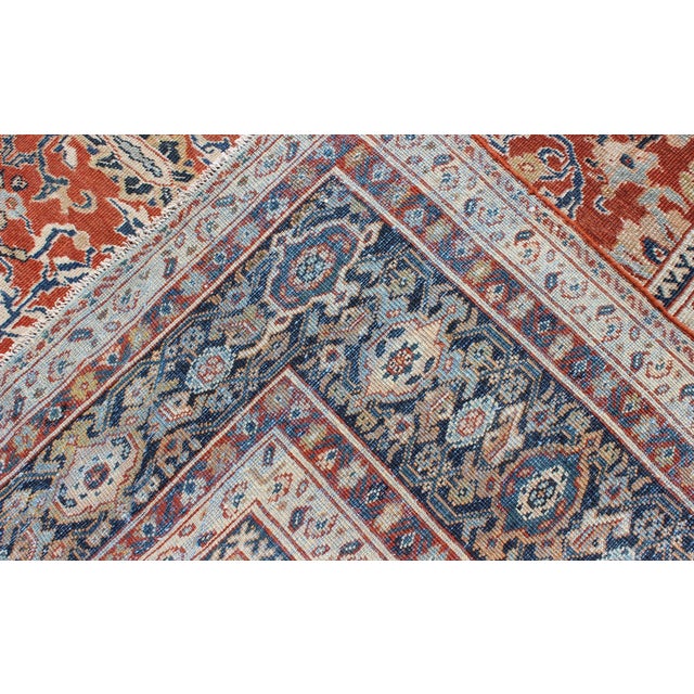 Early 20th Century Antique Sultanabad Rug With Large Flower Design in Soft Red Field & Multi Colors 9'7 X 13'10 For Sale - Image 5 of 10