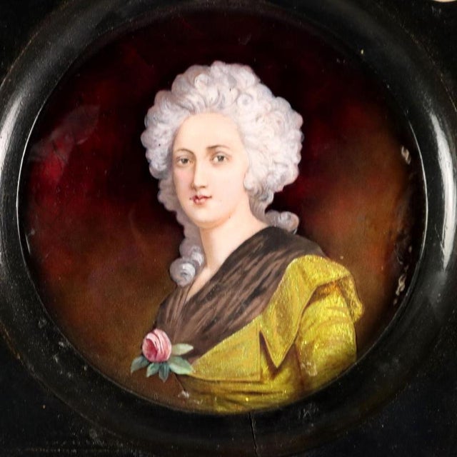 Limoges Miniature with Portrait of a Noblewoman For Sale - Image 3 of 8