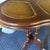 Wood Vintage Hammary Mahogany Cloverleaf Side Table - Mid-Century Tooled Leather Pedestal Accent Table - Plant No. 2 Lenoir Nc For Sale - Image 7 of 11
