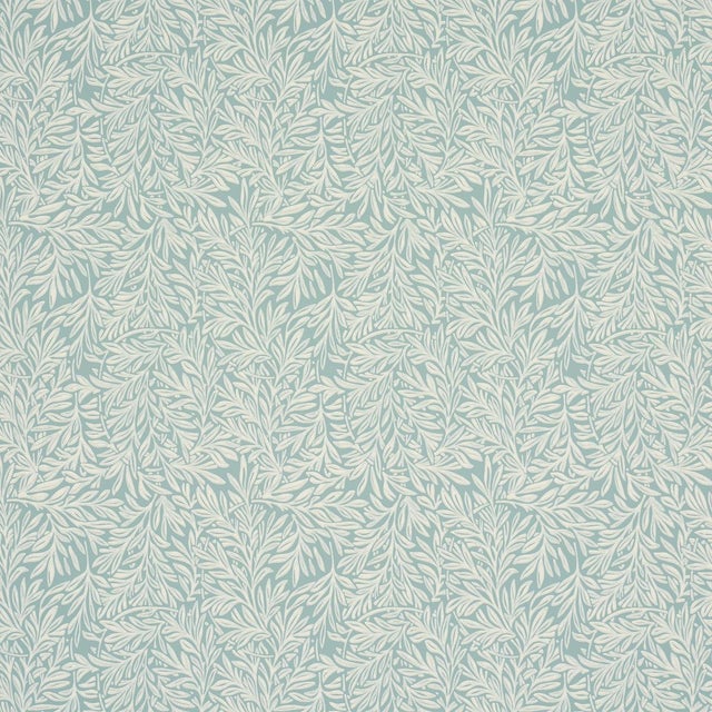SAMPLE - Schumacher Willow Leaf Wallpaper In Aqua For Sale