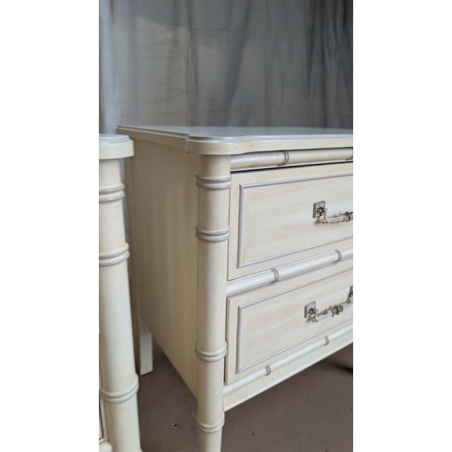 Vintage Henry Link Bali Hai Faux Bamboo Nightstands, Pair of 2, Original Finish For Sale - Image 11 of 18