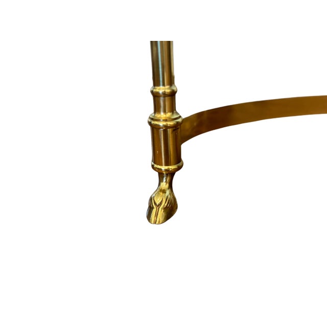 Mid 20th Century LaBarge Mid-Century Modern Oval Brass & Glass Coffee Table With Hoof Feet For Sale - Image 5 of 11