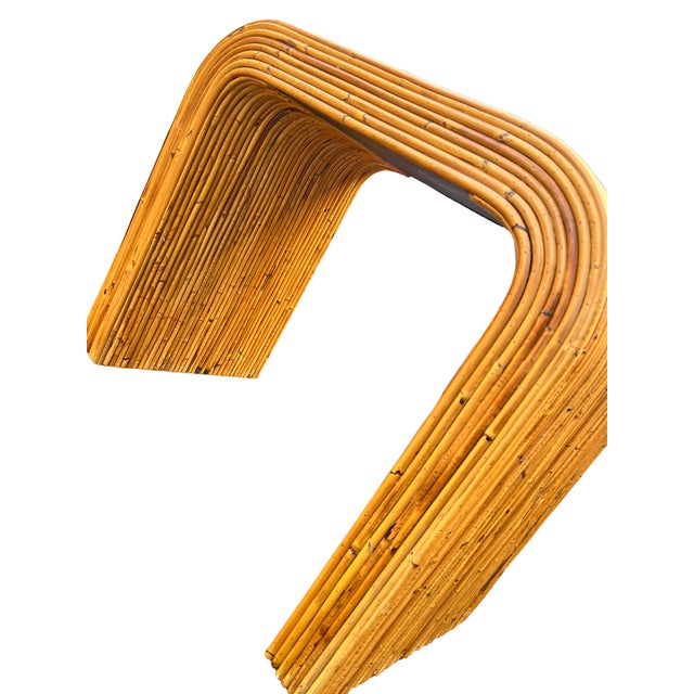 Vintage Rattan Wicker Wrapped Waterfall Table in Pencil Reed Gabriella Crespi Styles For Sale - Image 9 of 10