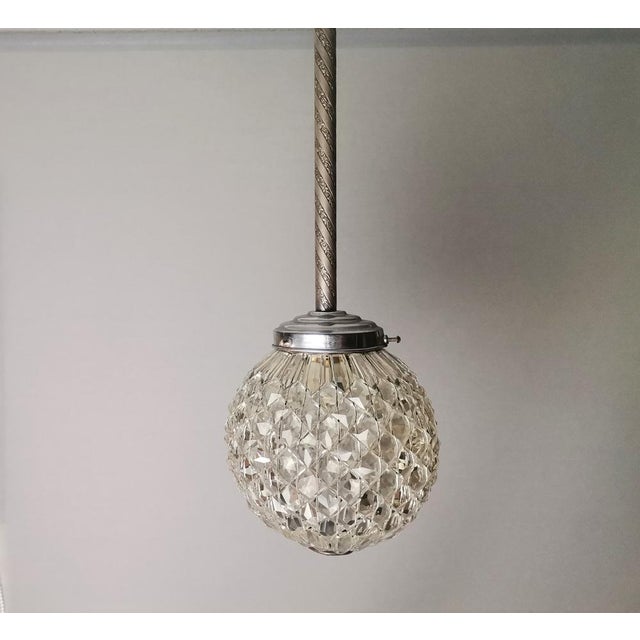 Mid-Century Portuguese Clear Crystal and Acrylic Hanging Lamp, 1960s For Sale - Image 14 of 14