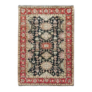 2010s Black and Red, Natural Dyes, Karajeh Design With All Over Pattern, Pure Wool, Hand Knotted, Oriental Rug For Sale