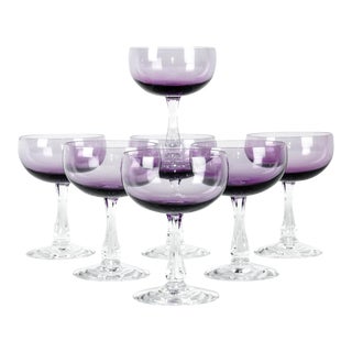 Vintage Amethyst Crystal Coupes - Set of 7 For Sale