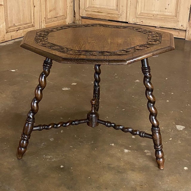 Antique 9-Sided Barley Twist End Table | Chairish