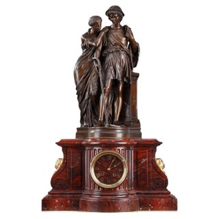 Shepherds of Arcadia Clock by Aizelin and Barbedienne For Sale