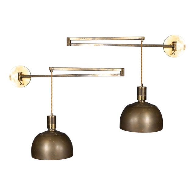 Italian Brass Articulated Wall Lights by Albini & Helg, 1960s, Set of 2 For Sale
