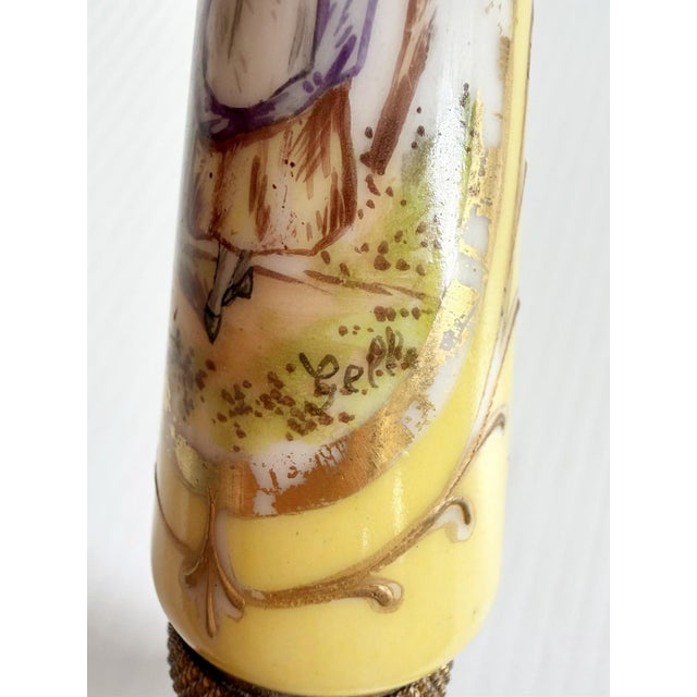 Antique Victorian Signed Porcelain & Brass Sevres Candle Holder, Painted Lady For Sale - Image 14 of 14