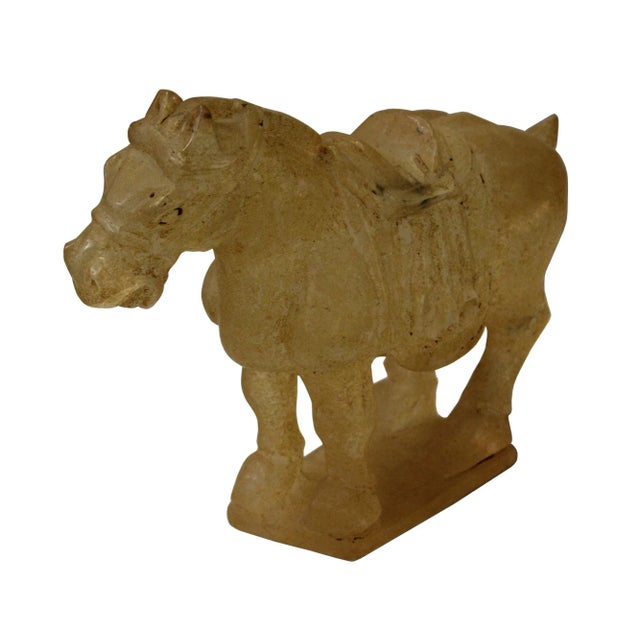 Chinese Clear Crystal Glass Vintage Dusty Finish Horse Figure For Sale - Image 4 of 7